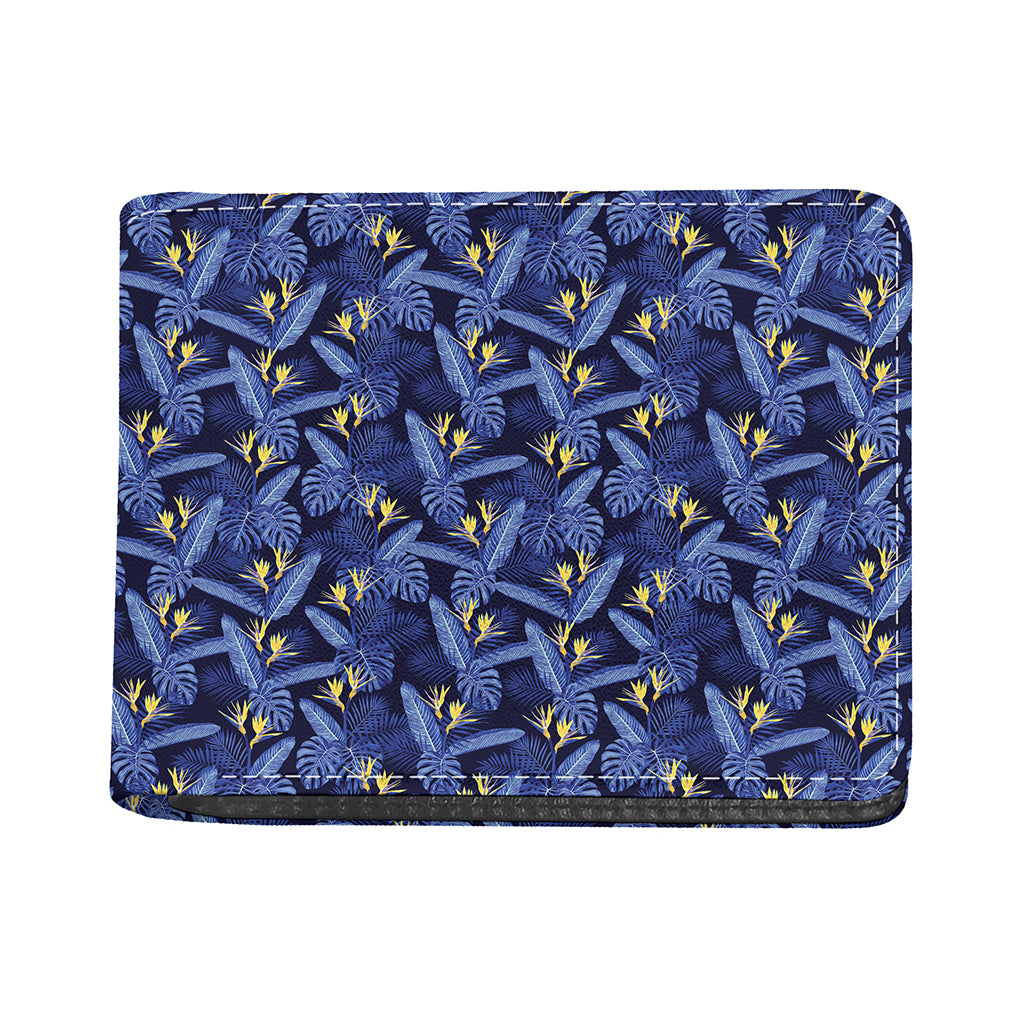Blue Hawaiian Tropical Pattern Print Bifold Wallet