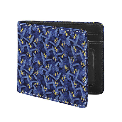 Blue Hawaiian Tropical Pattern Print Bifold Wallet