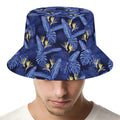 Blue Hawaiian Tropical Pattern Print Bucket Hat