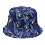 Blue Hawaiian Tropical Pattern Print Bucket Hat