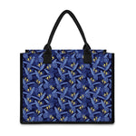 Blue Hawaiian Tropical Pattern Print Canvas Tote Bag