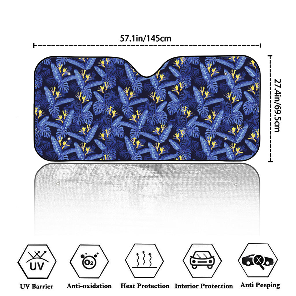 Blue Hawaiian Tropical Pattern Print Car Windshield Sun Shade