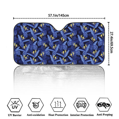 Blue Hawaiian Tropical Pattern Print Car Windshield Sun Shade