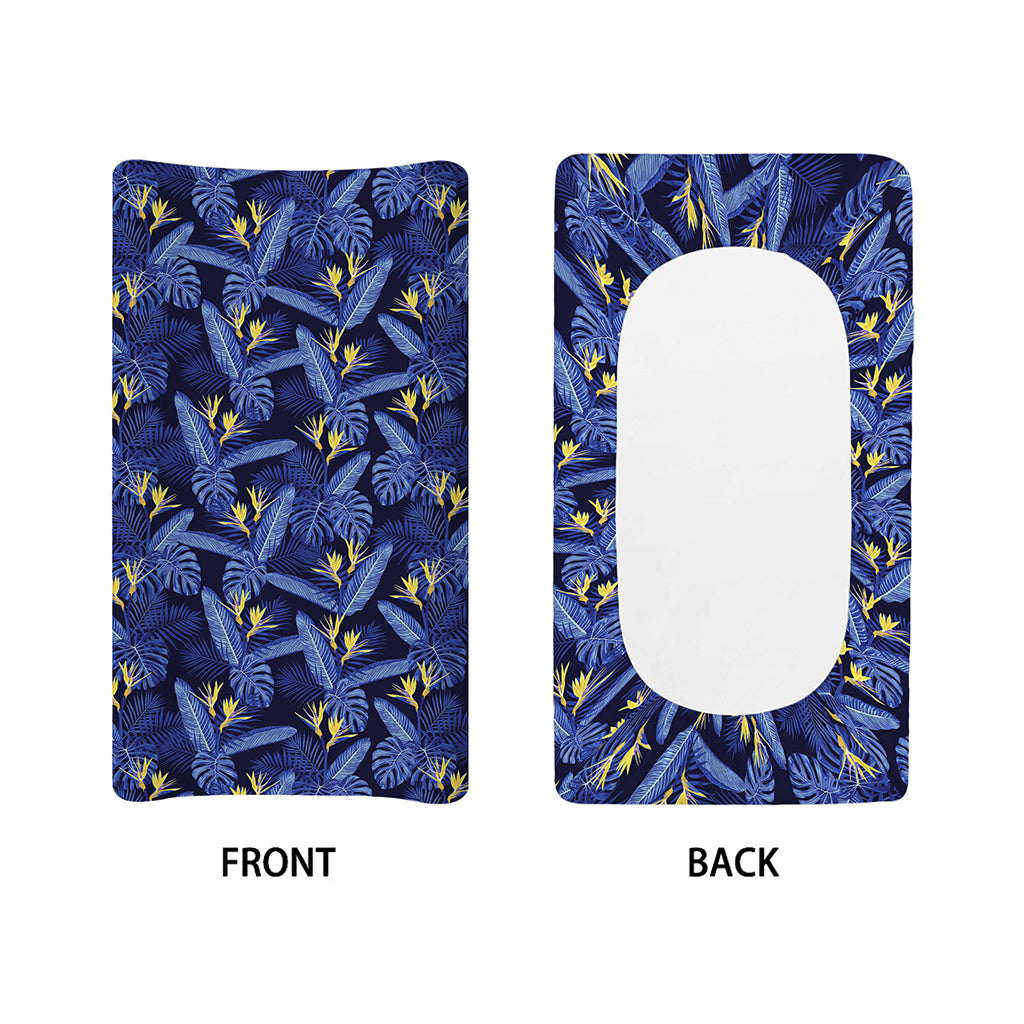 Blue Hawaiian Tropical Pattern Print Changing Pad Cover