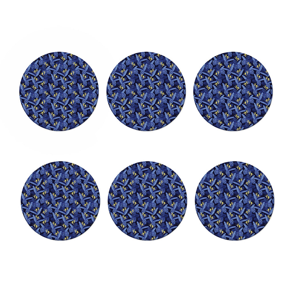 Blue Hawaiian Tropical Pattern Print Coaster Set