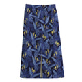 Blue Hawaiian Tropical Pattern Print Cotton Front Slit Maxi Skirt