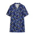 Blue Hawaiian Tropical Pattern Print Cotton Hawaiian Shirt