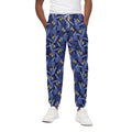 Blue Hawaiian Tropical Pattern Print Cotton Sweatpants