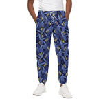 Blue Hawaiian Tropical Pattern Print Cotton Pants