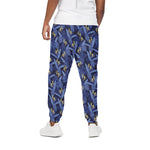 Blue Hawaiian Tropical Pattern Print Cotton Pants