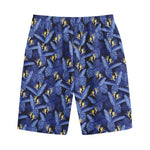 Blue Hawaiian Tropical Pattern Print Cotton Shorts