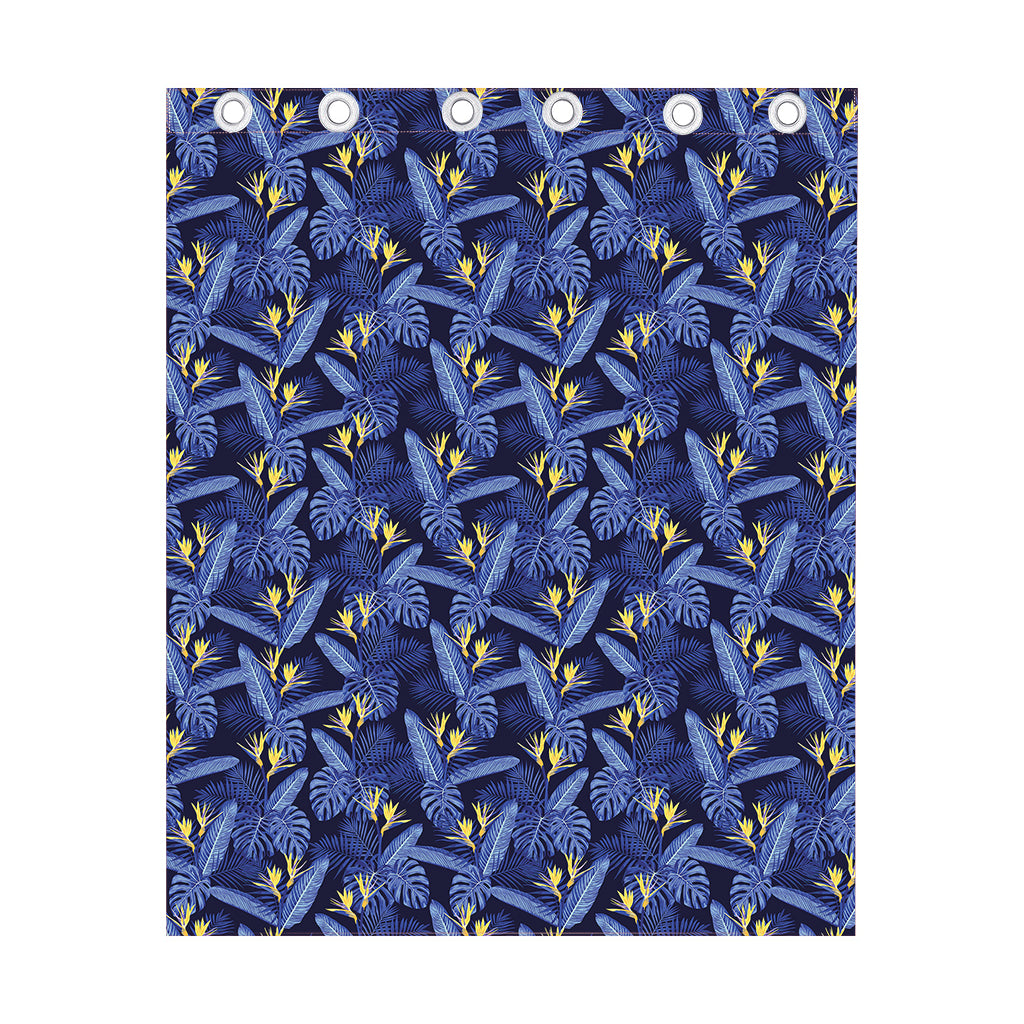 Blue Hawaiian Tropical Pattern Print Curtain