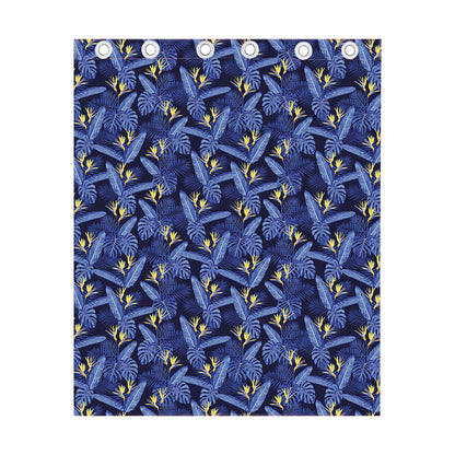 Blue Hawaiian Tropical Pattern Print Curtain