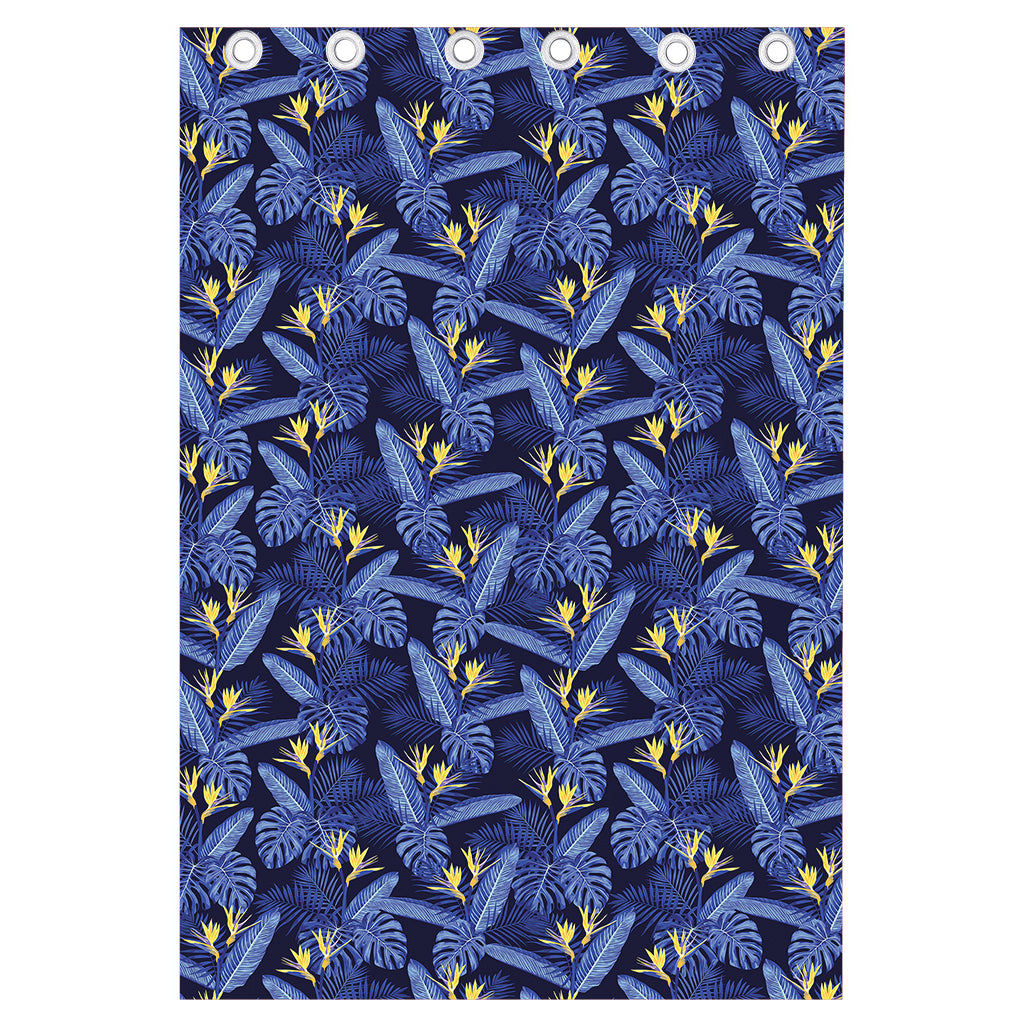 Blue Hawaiian Tropical Pattern Print Curtain