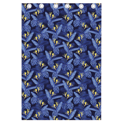 Blue Hawaiian Tropical Pattern Print Curtain