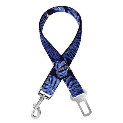 Blue Hawaiian Tropical Pattern Print Dog Seat Belt