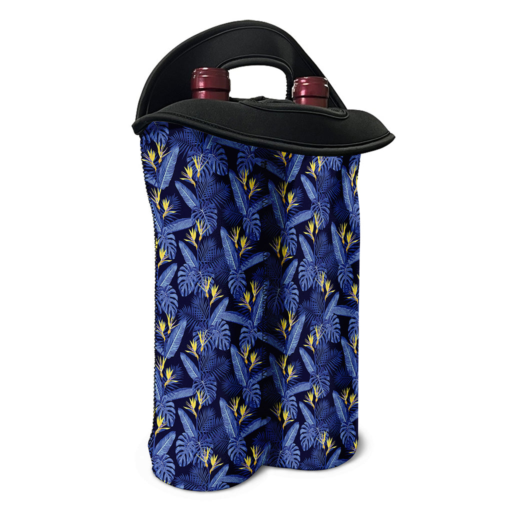 Blue Hawaiian Tropical Pattern Print Double Neoprene Wine Tote