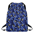 Blue Hawaiian Tropical Pattern Print Drawstring Backpack