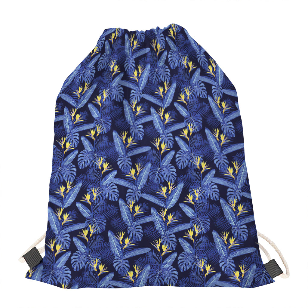 Blue Hawaiian Tropical Pattern Print Drawstring Bag