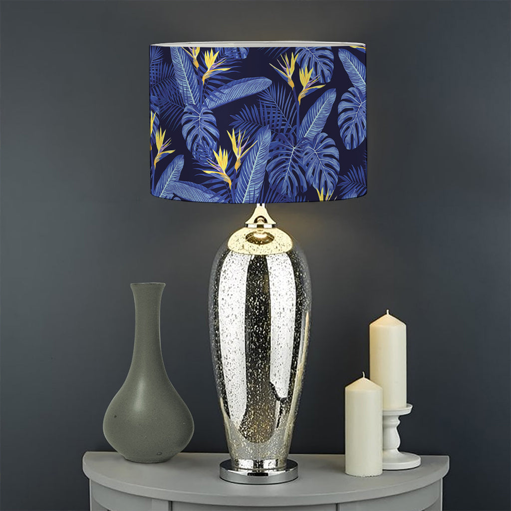 Blue Hawaiian Tropical Pattern Print Drum Lamp Shade