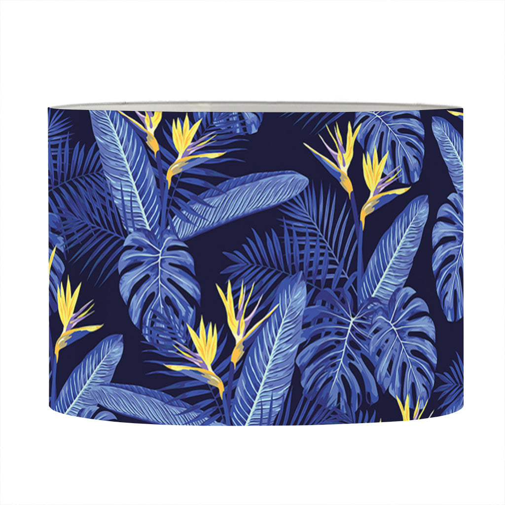 Blue Hawaiian Tropical Pattern Print Drum Lamp Shade