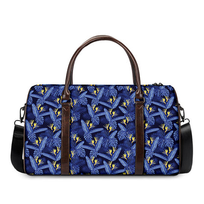 Blue Hawaiian Tropical Pattern Print Duffle Bag