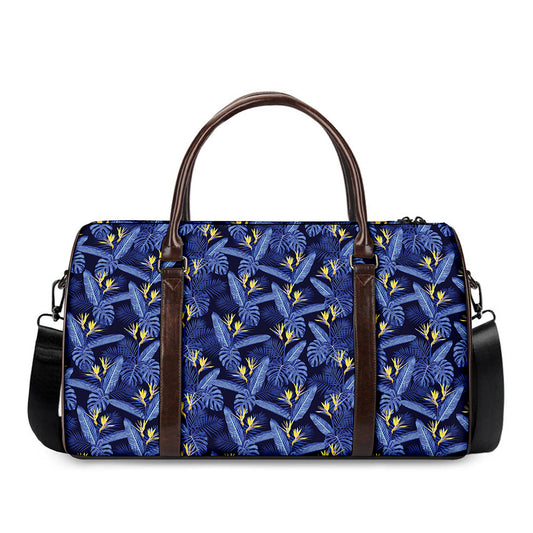 Blue Hawaiian Tropical Pattern Print Duffle Bag