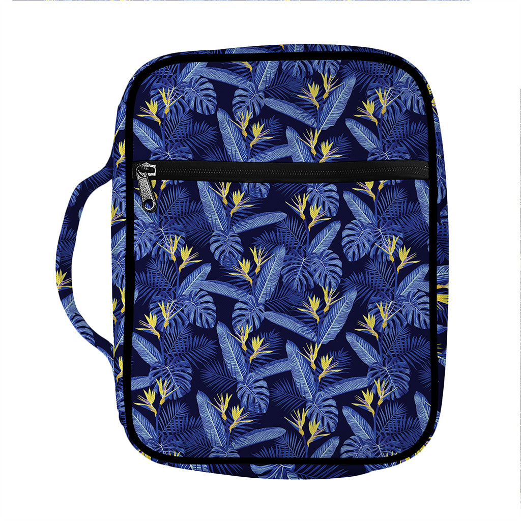 Blue Hawaiian Tropical Pattern Print Front Pocket Bible Bag
