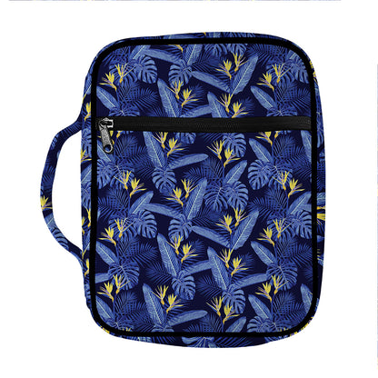 Blue Hawaiian Tropical Pattern Print Front Pocket Bible Bag