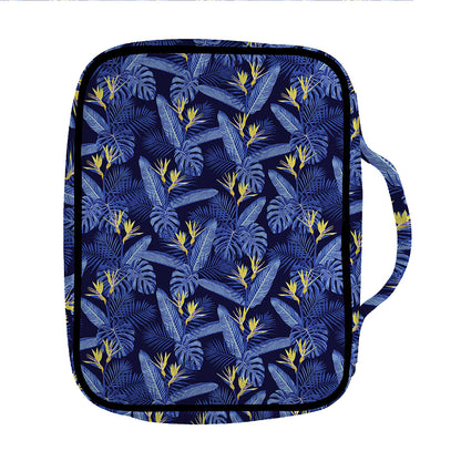 Blue Hawaiian Tropical Pattern Print Front Pocket Bible Bag