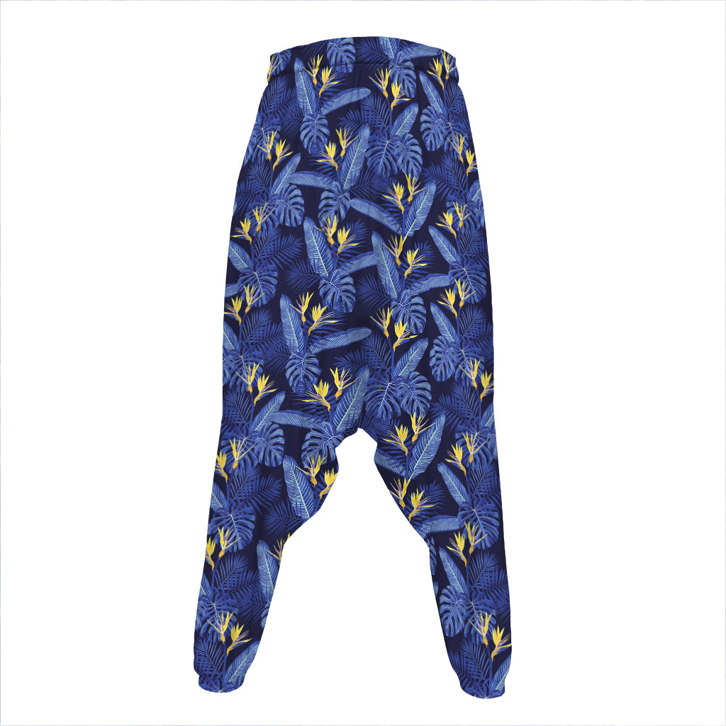 Blue Hawaiian Tropical Pattern Print Hammer Pants