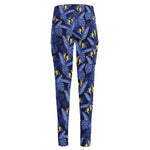 Blue Hawaiian Tropical Pattern Print High-Waisted Pocket Leggings