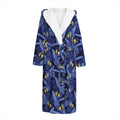Blue Hawaiian Tropical Pattern Print Hooded Bathrobe