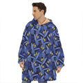 Blue Hawaiian Tropical Pattern Print Hoodie Blanket