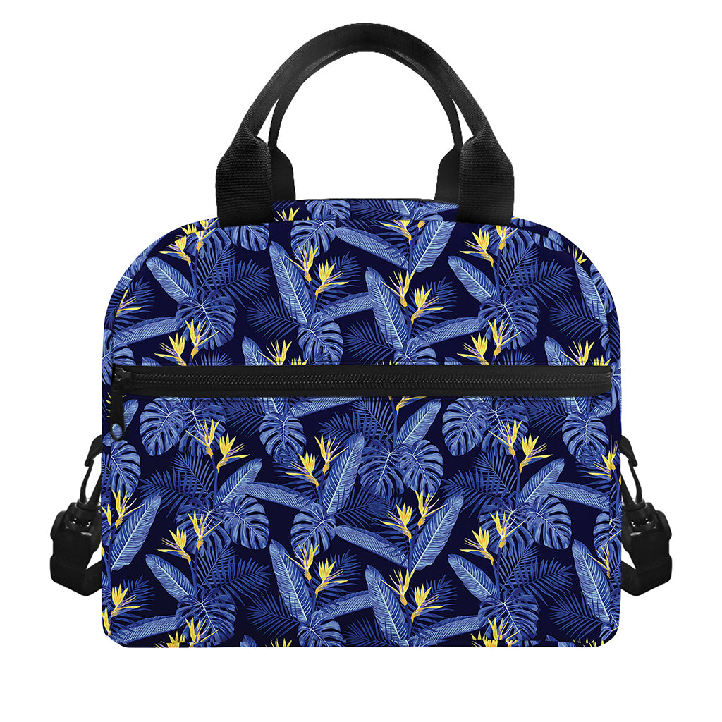 Blue Hawaiian Tropical Pattern Print Insulated Lunch Bag