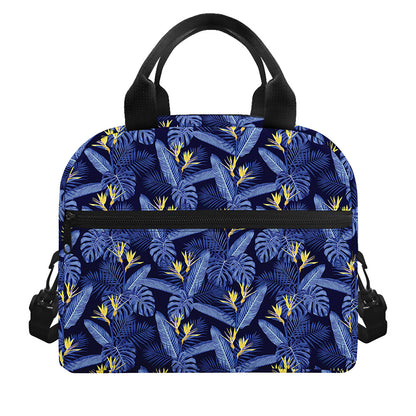 Blue Hawaiian Tropical Pattern Print Insulated Lunch Bag