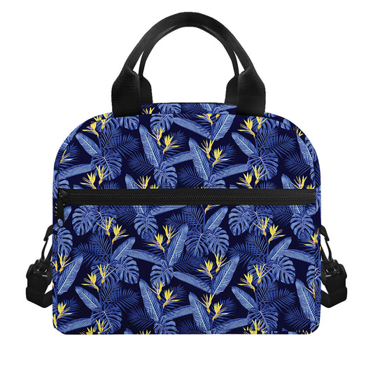 Blue Hawaiian Tropical Pattern Print Insulated Lunch Bag