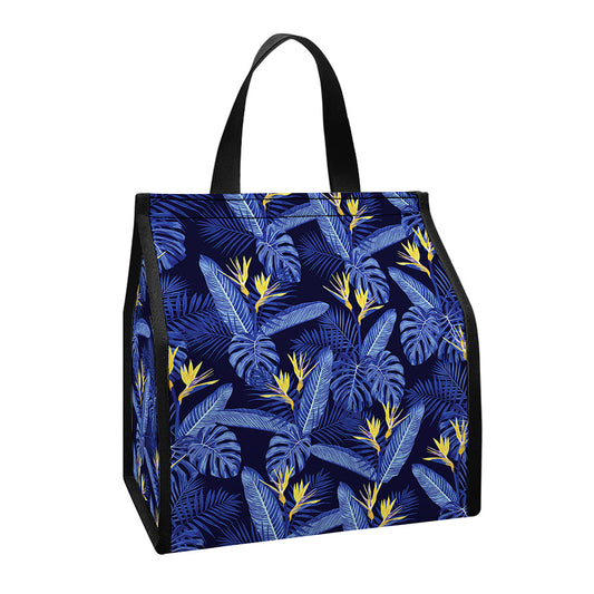 Blue Hawaiian Tropical Pattern Print Insulated Lunch Tote