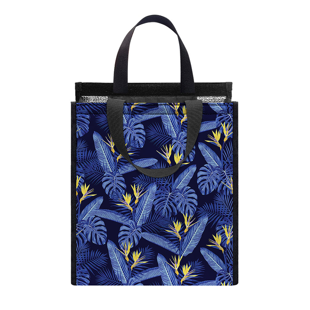 Blue Hawaiian Tropical Pattern Print Insulated Lunch Tote