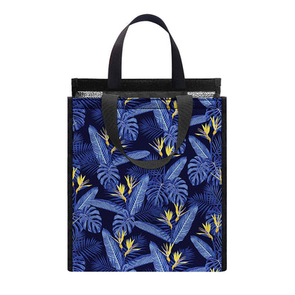 Blue Hawaiian Tropical Pattern Print Insulated Lunch Tote
