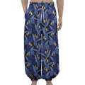 Blue Hawaiian Tropical Pattern Print Lantern Pants