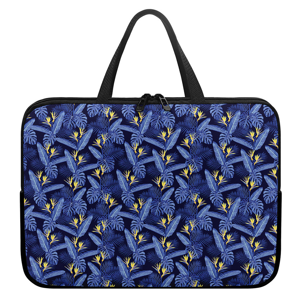 Blue Hawaiian Tropical Pattern Print Laptop Sleeve With Handle