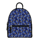 Blue Hawaiian Tropical Pattern Print Leather Backpack