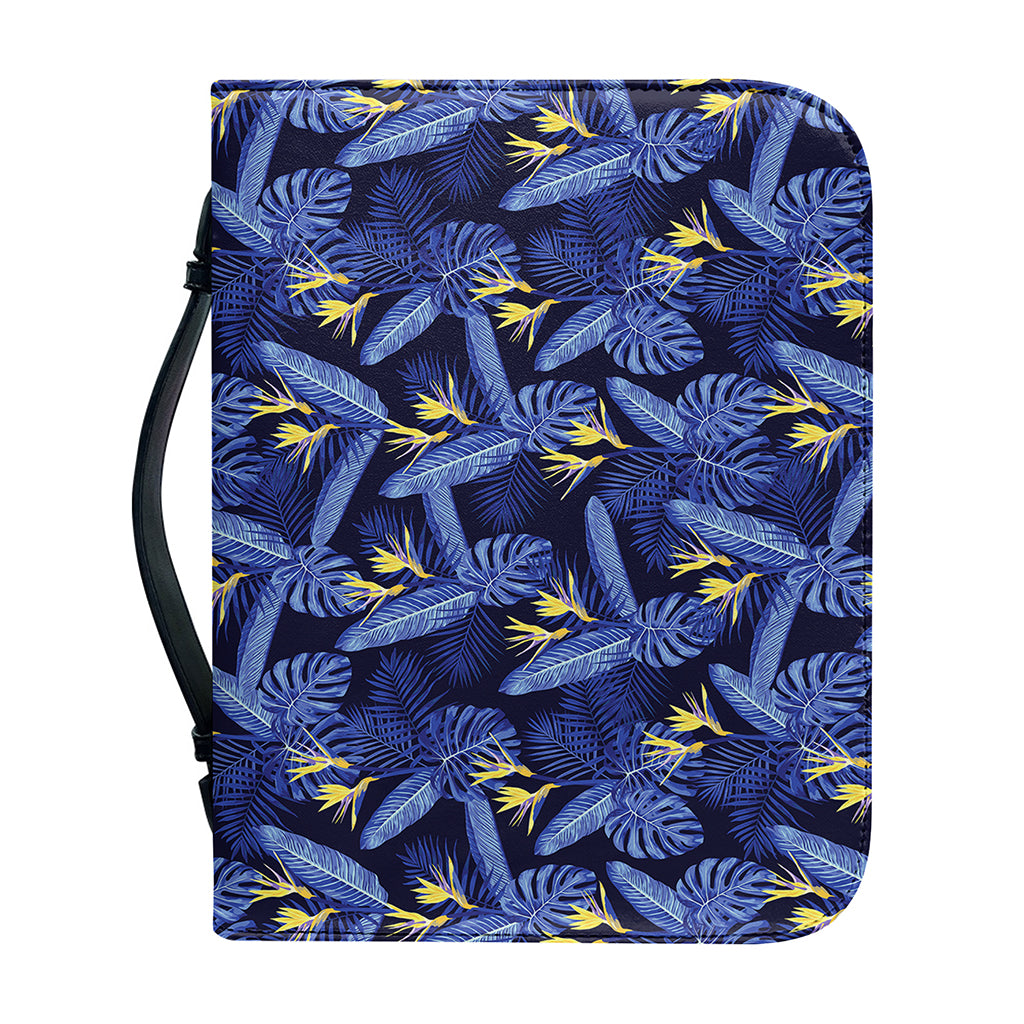 Blue Hawaiian Tropical Pattern Print Leather Bible Cover