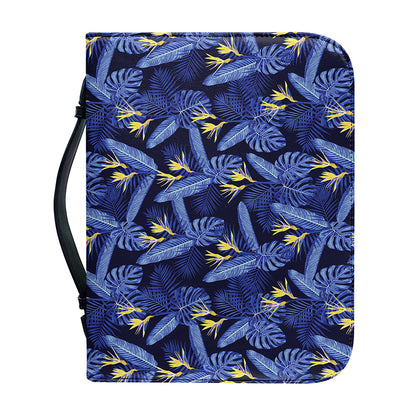 Blue Hawaiian Tropical Pattern Print Leather Bible Cover