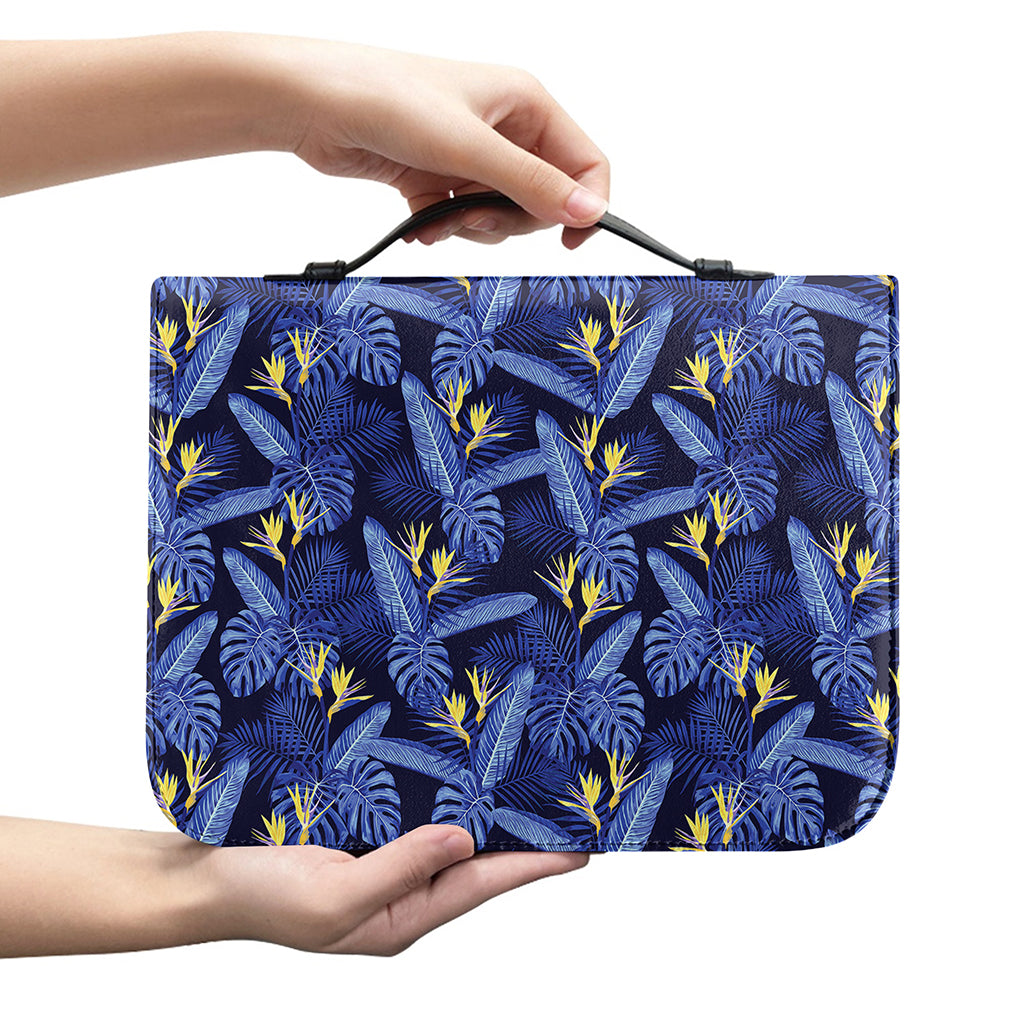 Blue Hawaiian Tropical Pattern Print Leather Bible Cover
