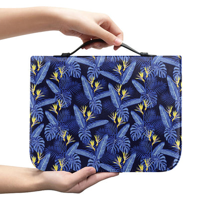 Blue Hawaiian Tropical Pattern Print Leather Bible Cover