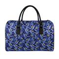 Blue Hawaiian Tropical Pattern Print Leather Duffel Bag
