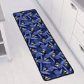 Blue Hawaiian Tropical Pattern Print Long Kitchen Mat