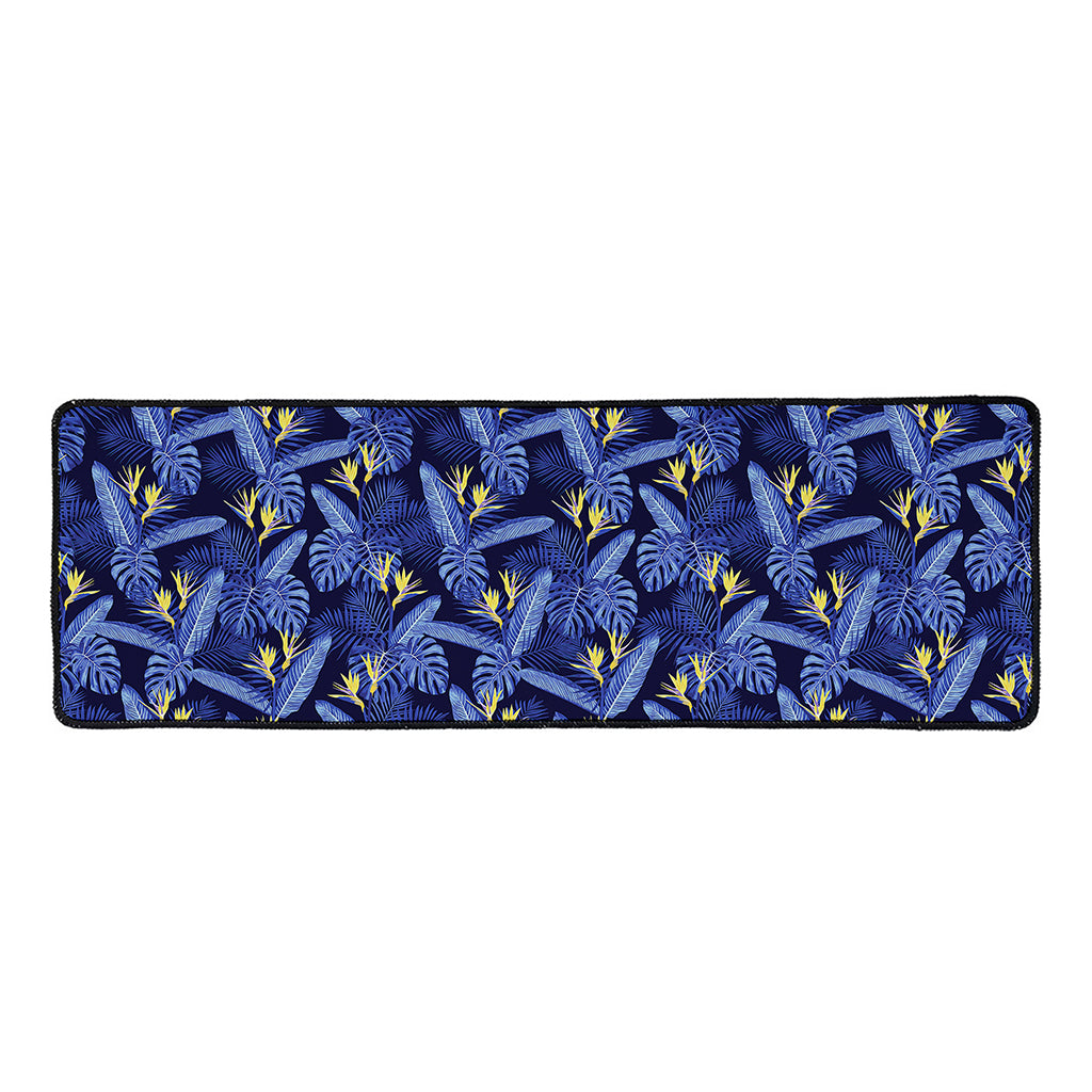 Blue Hawaiian Tropical Pattern Print Long Kitchen Mat